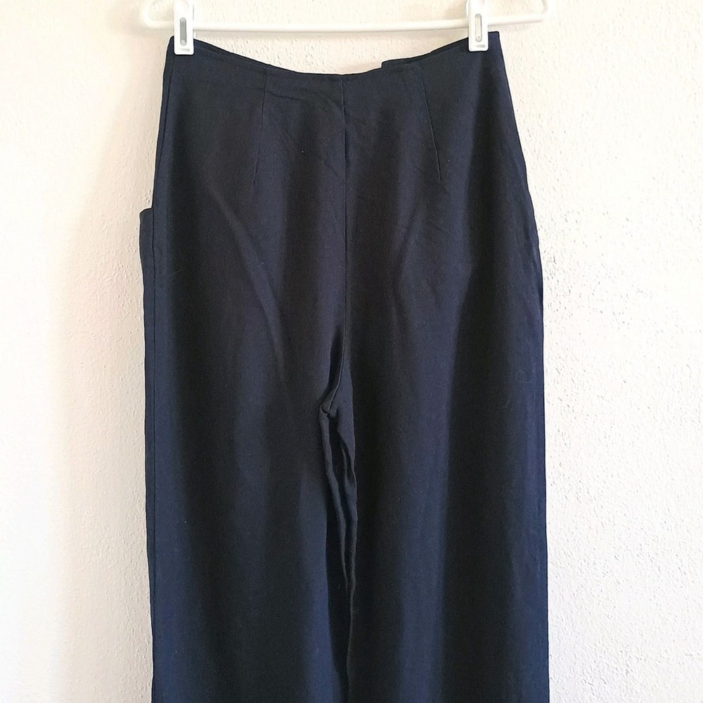Vtg Compagne Internationale Express Navy Wide Leg Pants High Waist Button Front - Picture 4 of 7